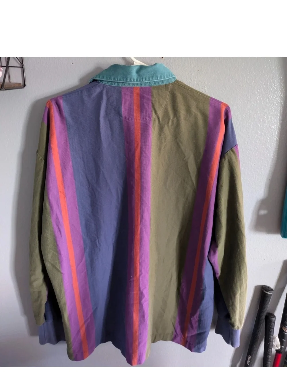 Vintage Ralph Lauren RLC 90s Long Sleeve Rugby Striped Polo Sz M Fresh Prince